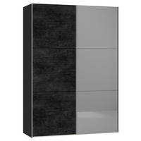 SCHWEBETÜRENSCHRANK 153/220/46 cm 2-türig Graphitfarben, Schwarz  - Silberfarben/Graphitfarben, Design, Glas/Holzwerkstoff (153/220/46cm) - Jutzler