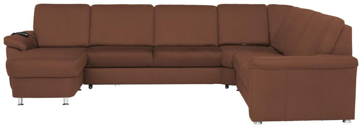 WOHNLANDSCHAFT Braun Flachgewebe  - Chromfarben/Braun, KONVENTIONELL, Textil/Metall (163/330/240cm) - Beldomo System