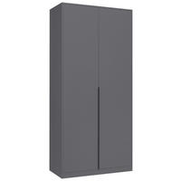 DREHTÜRENSCHRANK 93/211/53 cm,  in Graphitfarben, 2-türig  - Graphitfarben/Schwarz, MODERN, Holzwerkstoff/Metall (93/211/53cm) - MID.YOU