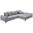 ECKSOFA Hellgrau Webstoff  - Hellgrau/Schwarz, KONVENTIONELL, Kunststoff/Textil (310/185cm) - Carryhome