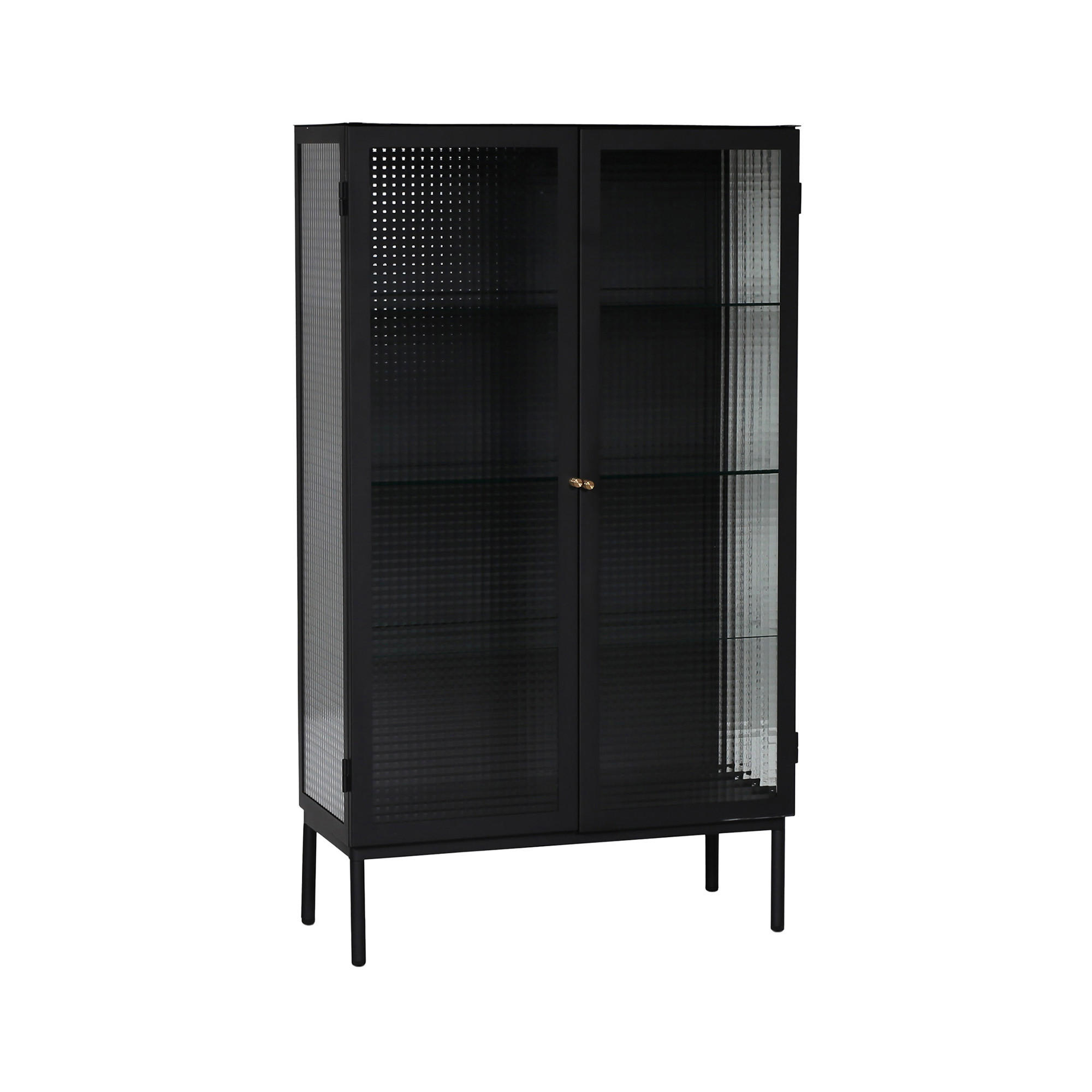 VITRINSKÅP  i svart, sandfärgad, transparent  - sandfärgad/svart, Klassisk, metall/glas (80/140/37cm) - Niels Andersson