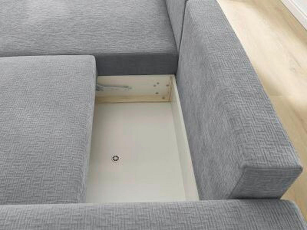 ECKSOFA Ottomane links  ATILLA Dunkelgrau Struktur  - Dunkelgrau/Schwarz, MODERN, Kunststoff/Textil (149/244cm)