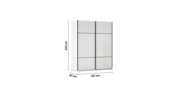 SCHWEBETÜRENSCHRANK in Weiß - Schwarz/Weiß, KONVENTIONELL, Glas/Holzwerkstoff (181/223/67cm) - Novel