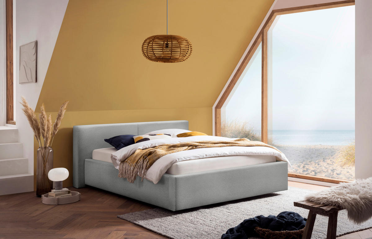 POLSTERBETT 140/200 cm  Grau  - Grau, Basics, Holz/Textil (140/200cm) - Boxxx