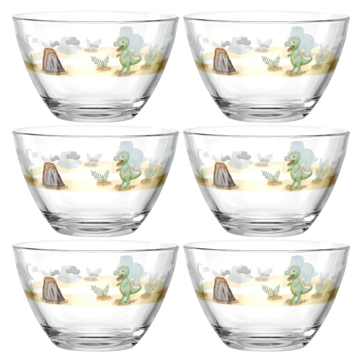 MÜSLISCHALENSET Bambini Aventura 6-teilig  - Trend, Glas (12/7,5/12cm) - Leonardo