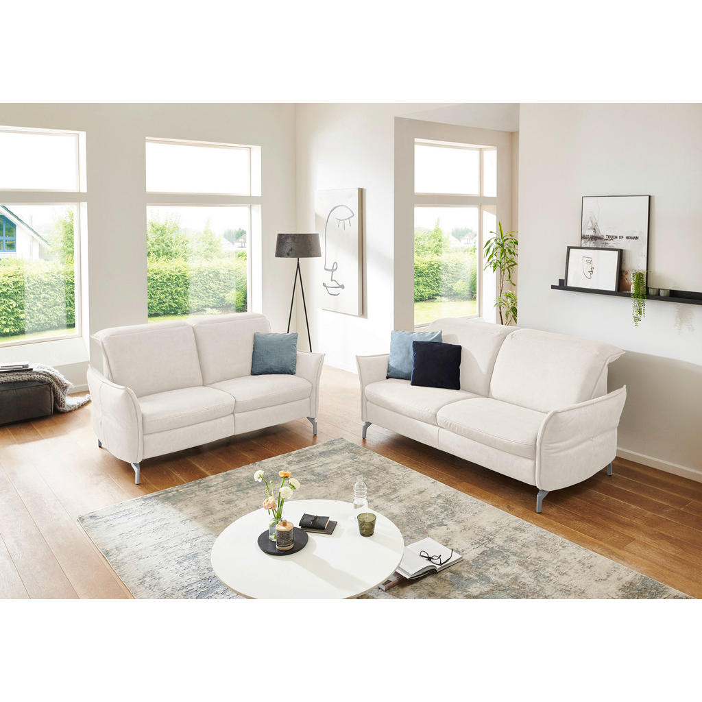 Thumbnail - Livetastic 2-Sitzer-Sofa, Hellgrau, Textil, 154x89x109 cm, Made in EU, Hocker erhältlich, Armteil links, rechts, Wohnzim...