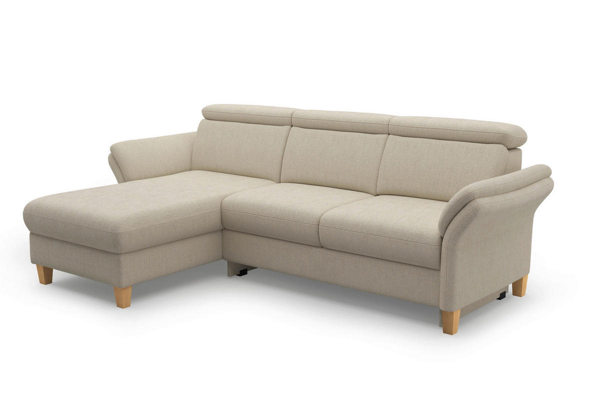 ECKSOFA GLENDALE E Sandfarben Chenille  - Sandfarben/Eichefarben, KONVENTIONELL, Holz/Textil (166/253cm) - Sit & More