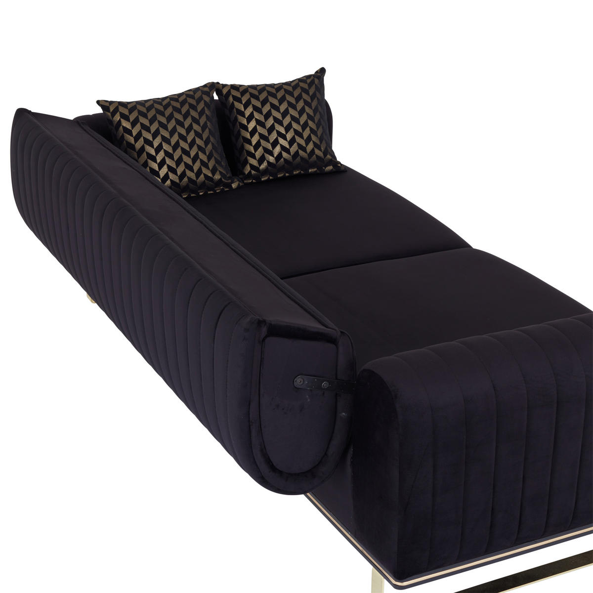 3-SITZER-SOFA Velours Schwarz  - Goldfarben/Schwarz, MODERN, Textil/Metall (230/83/90cm) - Livetastic