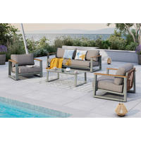 LOUNGEGARNITUR 4-teilig   209.5/65/82.5 cm Aluminium  - Beige/Braun, MODERN, Kunststoff/Textil (209.5/65/82.5cm) - Ambia Garden