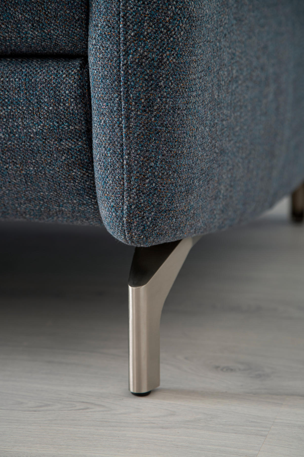 2-SITZER-SOFA Flachgewebe Blaugrau  - Blaugrau/Nickelfarben, Design, Textil/Metall (186/87/100cm) - Schöner Wohnen