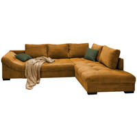 ECKSOFA Cord Cognac  - Dunkelgrün/Cognac, Design, Holz/Textil (298/202cm) - MID.YOU