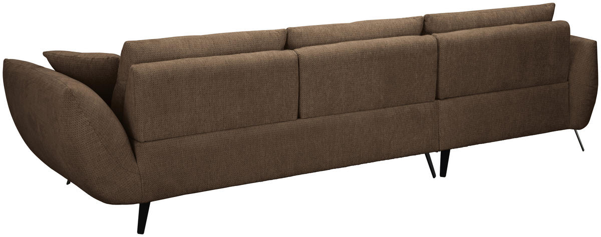 ECKSOFA Terracotta Chenille Armlehnenkissen, Rücken echt, Sitztiefenverstellung  - Terracotta/Schwarz, KONVENTIONELL, Textil/Metall (313/215cm) - Hom`in