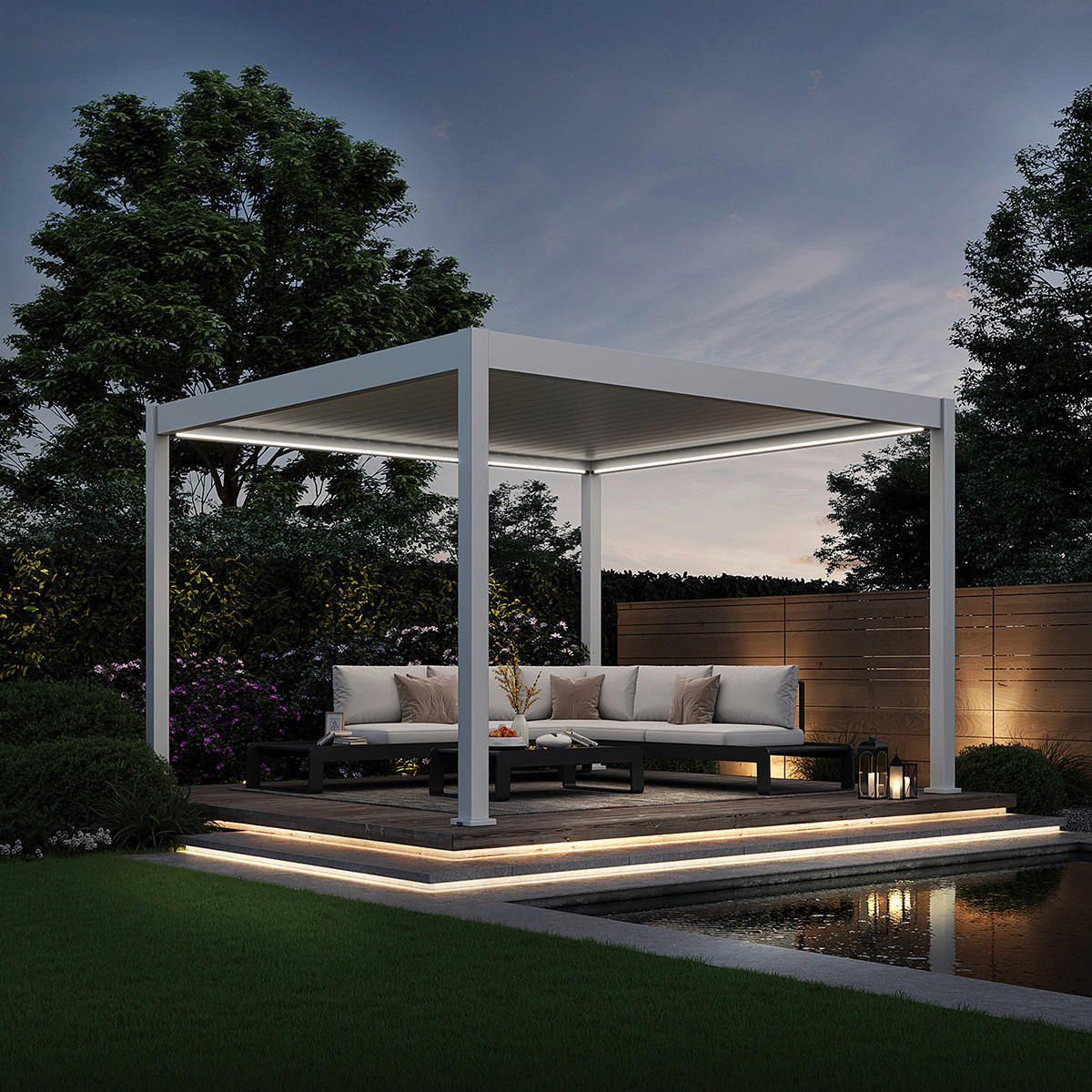 PERGOLA 360/255/400 cm   - Weiß, Basics, Metall (360/255/400cm) - Gardenson