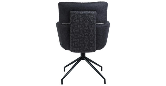 ARMLEHNSTUHL  Stoffauswahl, Sitzfläche 360° drehbar, automatische Rückholfunktion Webstoff  Schwarz  - Schwarz, Design, Textil/Metall (62/92/66cm) - Dieter Knoll
