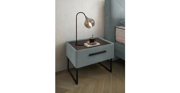 NACHTSCHRANK 64,3/45,5-61,5/45,9 cm Fichte, Kiefer furniert  - Schwarz/Hellblau, Design, Holz/Holzwerkstoff (64,3/45,5-61,5/45,9cm) - Dieter Knoll