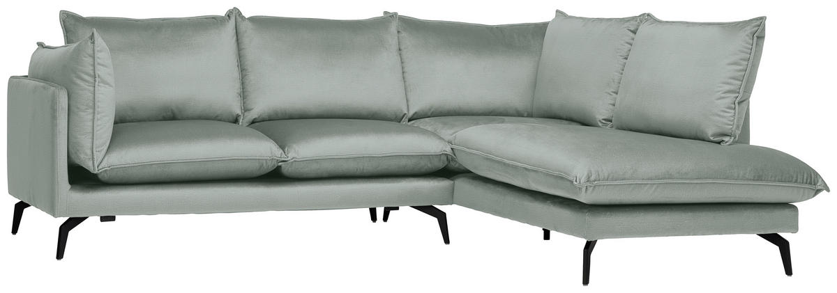 ECKSOFA Hellgrau Samt  - Hellgrau/Schwarz, Design, Textil/Metall (241/200cm) - Carryhome