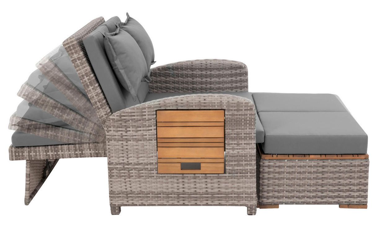 LOUNGEGARNITUR   117/93/74 cm Teakholz Stahl  - Grau, Basics, Holz/Textil (117/93/74cm) - Gardenson