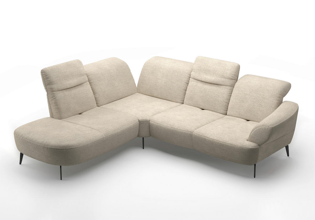 ECKSOFA in Chenille Sandfarben  270/302 cm  - Sandfarben/Schwarz, MODERN, Textil/Metall (270/302cm) - Sit & More