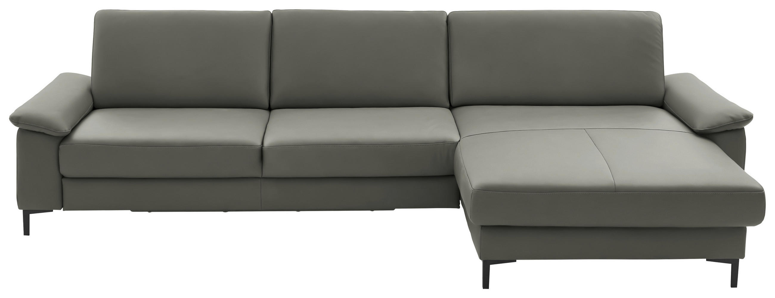 ECKSOFA in Echtleder Grau  - Schwarz/Grau, Design, Leder/Metall (334/176cm) - Dieter Knoll