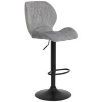 BARHOCKER Samt, Mikrofaser Grau, Schwarz Stahl Sitzfläche 360° drehbar, Stoffauswahl  - Schwarz/Grau, MODERN, Textil/Metall (42/96-117/51cm) - Boxxx