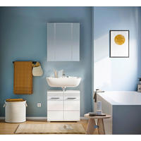 BADEZIMMER 2-teilig  in 60 cm  - Weiß Hochglanz/Silberfarben, MODERN, Glas/Holzwerkstoff (60cm) - MID.YOU