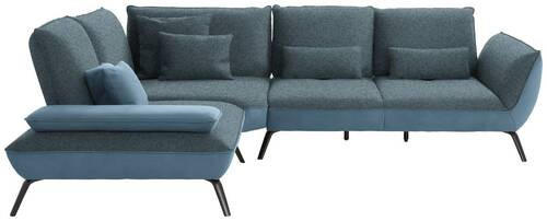 ECKSOFA in Flachgewebe Blau  - Blau/Schwarz, Design, Textil/Metall (250/310cm) - Moderano