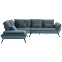 ECKSOFA in Flachgewebe Blau  - Blau/Schwarz, Design, Textil/Metall (250/310cm) - Moderano