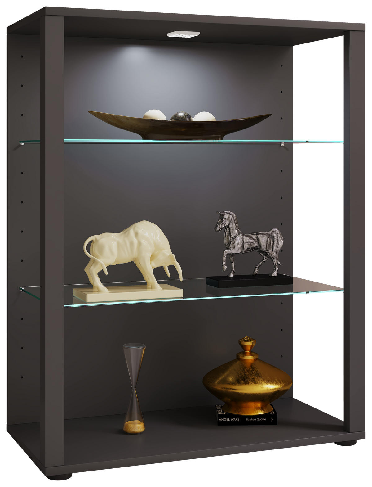 VITRINE in Anthrazit  - Anthrazit/Schwarz, Modern, Glas/Holzwerkstoff (70/90/35cm) - MID.YOU