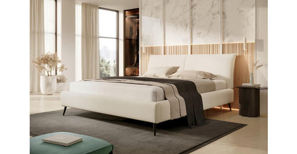 POLSTERBETT gepolstertes Kopfteil, Bettkasten, Lattenroste 180/200 cm in Beige - Beige/Schwarz, Design, Holz/Textil (180/200cm) - Esposa
