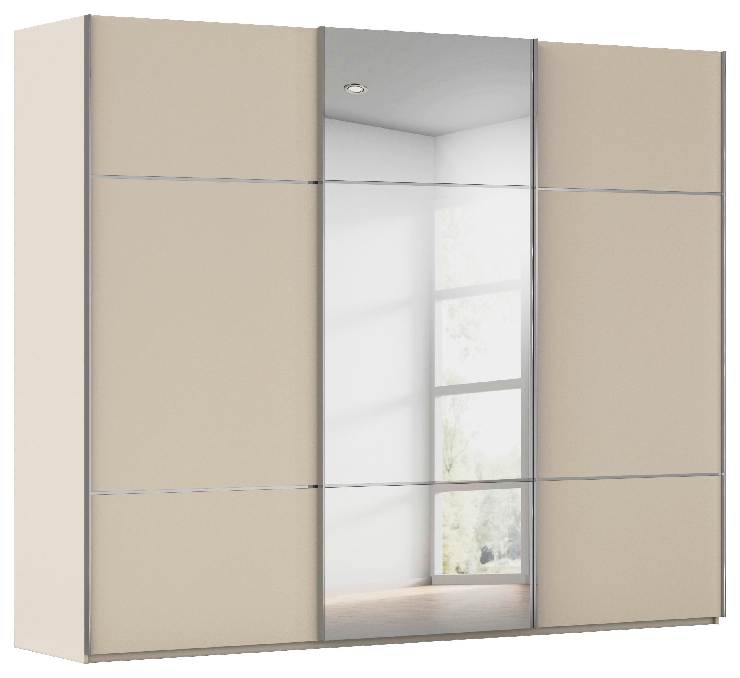 SCHWEBETÜRENSCHRANK 242/223/68 cm,  in Champagner, 3 Tür(en)  - Chromfarben/Champagner, KONVENTIONELL, Glas/Holzwerkstoff (242/223/68cm) - Novel