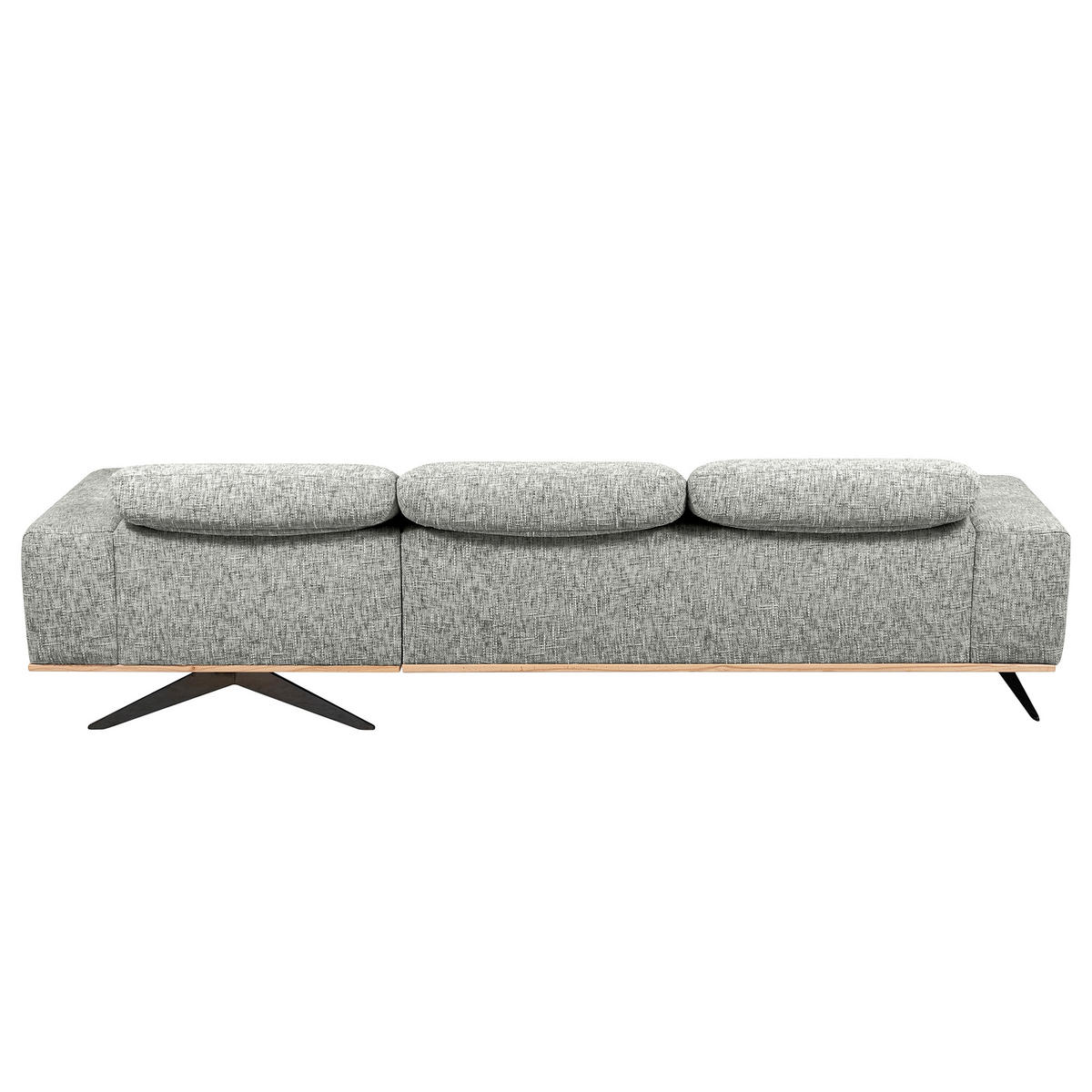 ECKSOFA PORTLAND in Struktur Grau Kopfteilverstellung  295/187 cm  - Schwarz/Grau, Design, Holz/Textil (295/187cm) - Livetastic