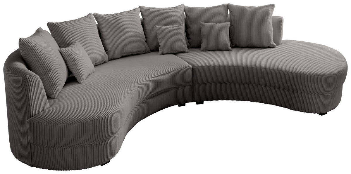 WOHNLANDSCHAFT in Cord Grau  - Schwarz/Grau, Design, Kunststoff/Textil (300/160cm) - Livetastic