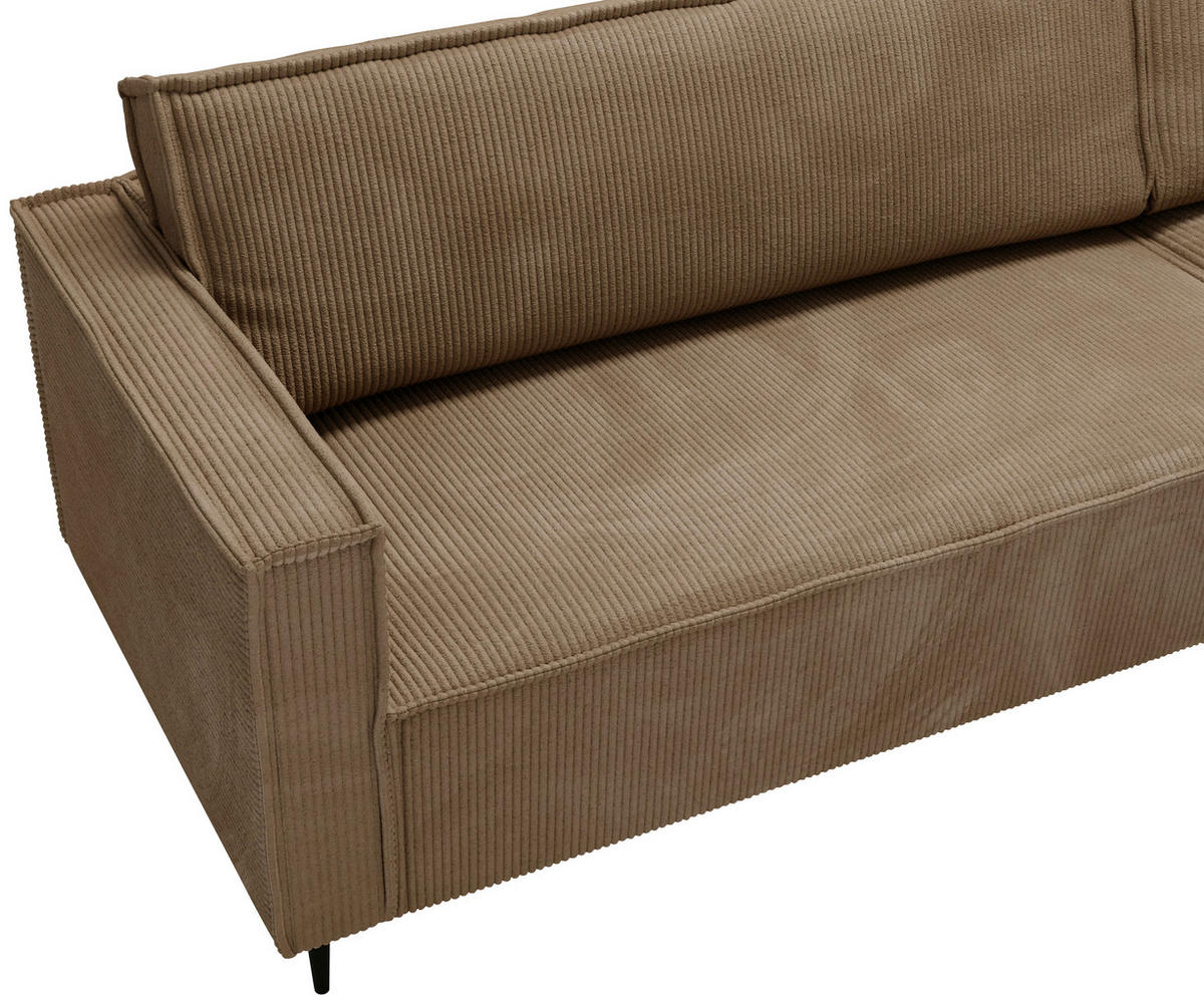 ECKSOFA in Cord Hellbraun  - Hellbraun/Schwarz, Design, Textil/Metall (223/151cm) - Livetastic