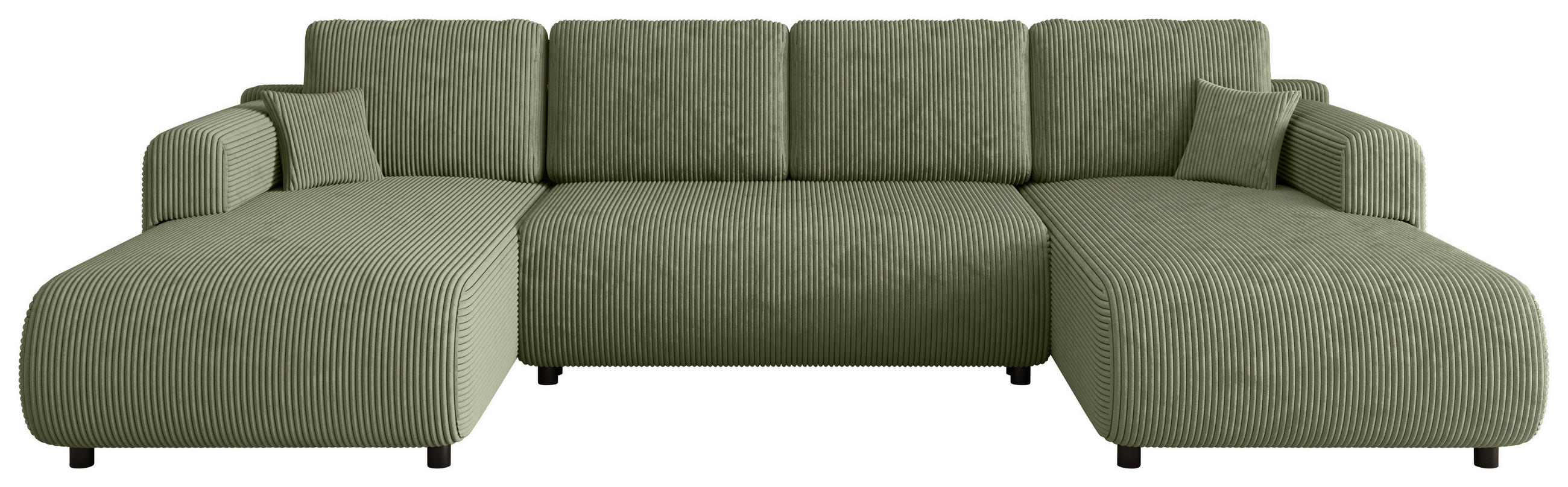 Wohnlandschaft inkl. Funktion Salbeigrün Cord  - Salbeigrün/Schwarz, KONVENTIONELL, Textil (200/360/200cm) - Xora