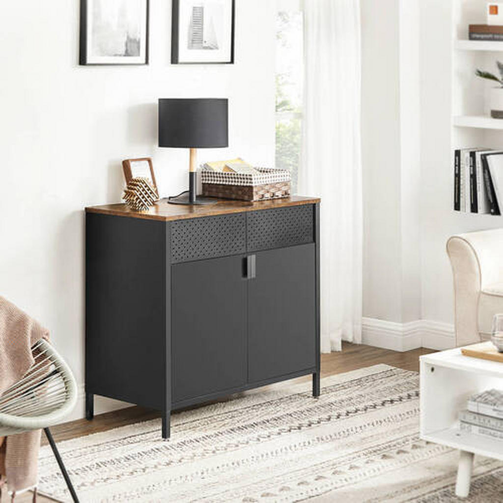 Thumbnail - Boxxx Kommode, Schwarz, Metall, Vintage, 1 Fächer, 80x76x40 cm, Typenauswahl, Beimöbel erhältlich, stehend, Wohnzimmer, ...