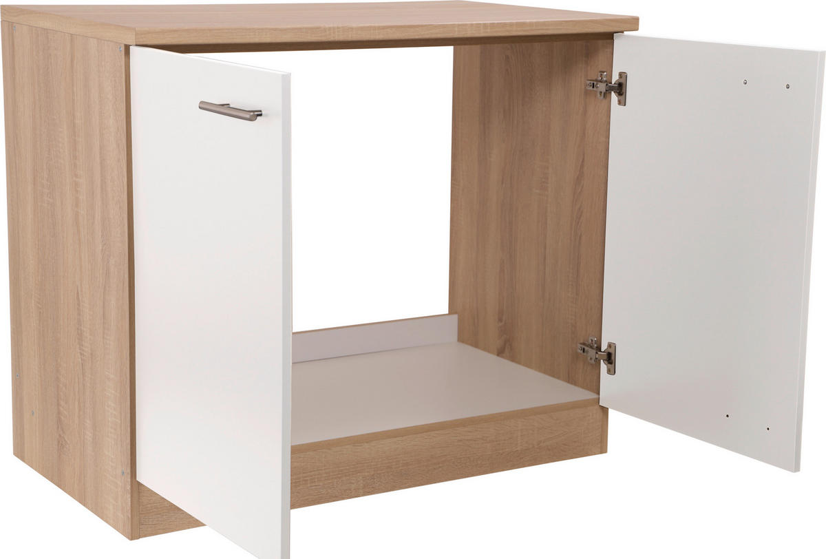 BÄNKSKÅP FÖR DISKHO 100/84,8/60 cm  i ekfärgad, vit  - vit/silver, Basics, metall/trämaterial (100/84,8/60cm) - Respekta