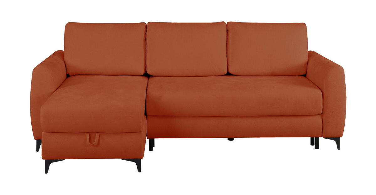 ECKSOFA Moli Rostfarben Bouclé  - Rostfarben/Schwarz, Design, Textil/Metall (236/148cm) - MID.YOU