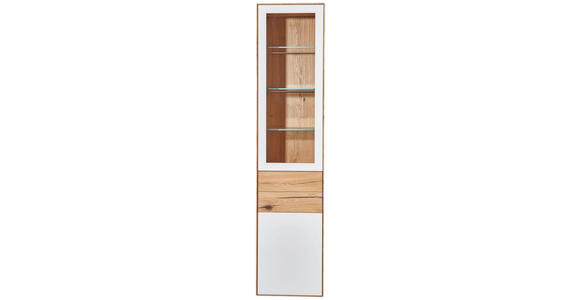 VITRINE in massiv Asteiche Weiß, Eichefarben  - Eichefarben/Weiß, Design, Glas/Holz (47/205,5/40cm) - Valnatura