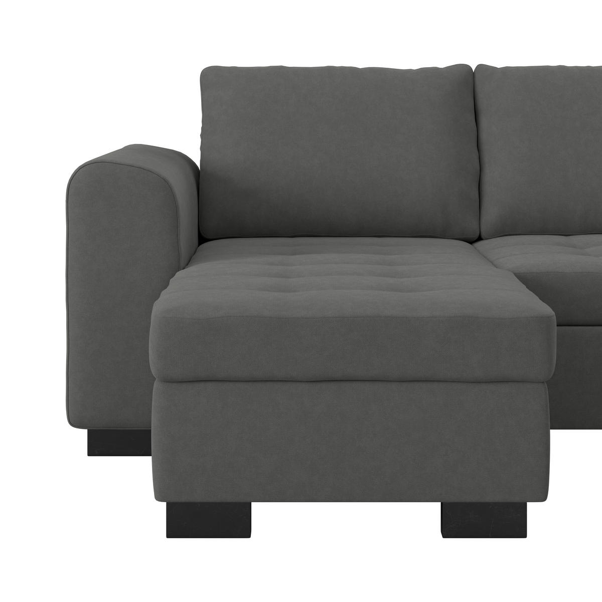 WOHNLANDSCHAFT Anthrazit Mikrofaser  - Anthrazit/Schwarz, MODERN, Kunststoff/Textil (155/305/178cm) - P & B