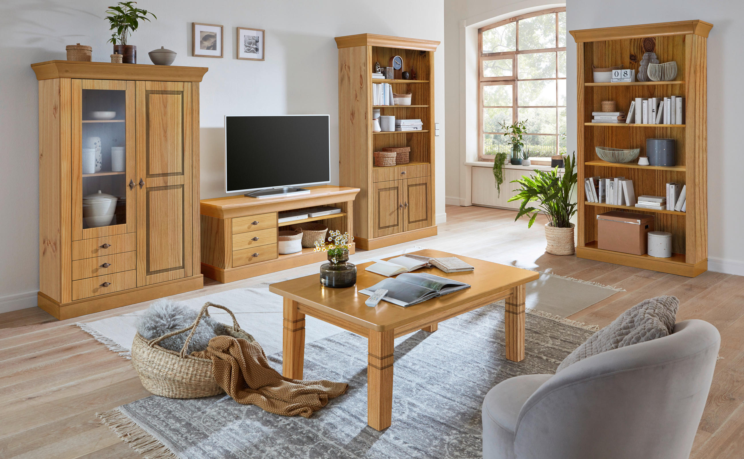 COUCHTISCH Kiefer massiv 120/78/46 cm rechteckig Laugenfarbig  - Laugenfarbig, ROMANTIK / LANDHAUS, Holz (120/78/46cm) - Boxxx