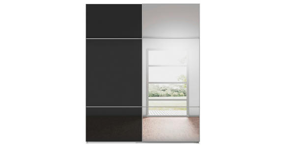 SCHWEBETÜRENSCHRANK 201/223/68 cm 2-türig Schwarz, Weiß - Alufarben/Schwarz, KONVENTIONELL, Glas/Holzwerkstoff (201/223/68cm) - Novel