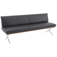 SITZBANK 214/88/66 cm  in Grau, Nussbaumfarben, Nickelfarben  - Edelstahlfarben/Nussbaumfarben, Design, Holz/Textil (214/88/66cm) - Koinor