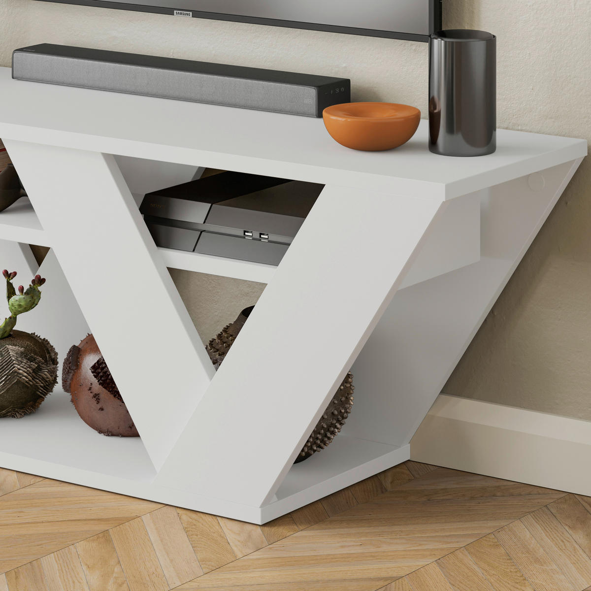 LOWBOARD  in 110/30/40 cm  - Weiss, Design, Holzwerkstoff (110/30/40cm) - Livetastic