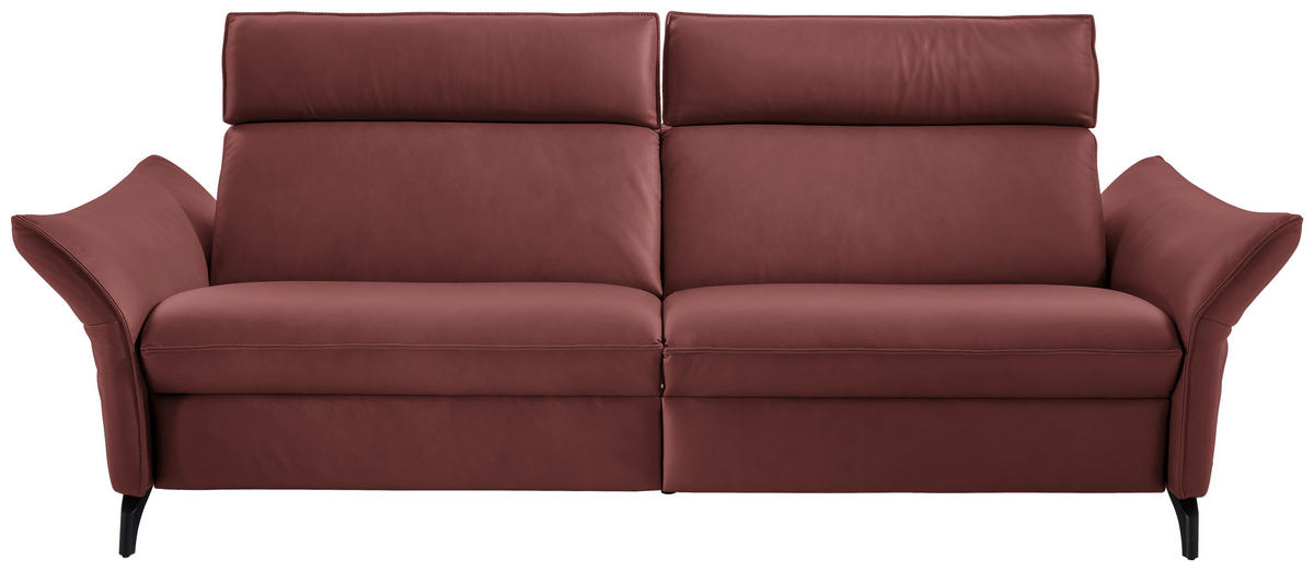 3-SITZER-SOFA in Echtleder Rotbraun  - Rotbraun/Anthrazit, Design, Leder/Metall (224/94/95cm) - Himolla