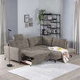 ECKSOFA in Flachgewebe, Leinenoptik Hellbraun  - Hellbraun/Schwarz, Design, Textil/Metall (247/208cm) - Xora