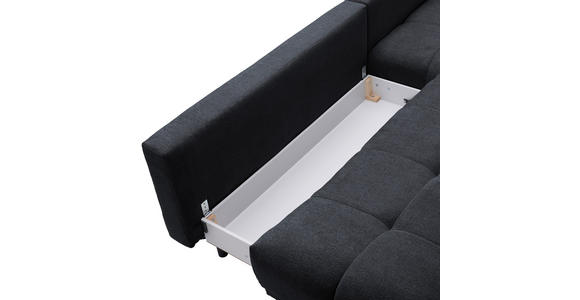 ECKSOFA in Chenille Dunkelblau  - Schwarz/Dunkelblau, MODERN, Textil/Metall (290/182cm) - Hom`in