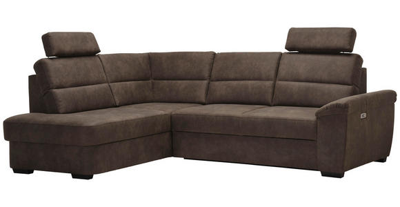 WOHNLANDSCHAFT Dunkelbraun Lederlook - Dunkelbraun, KONVENTIONELL, Kunststoff/Textil (193/251cm) - Cantus