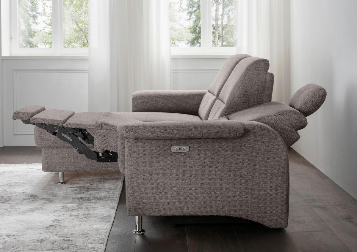 ECKSOFA in Chenille Graubraun  - Chromfarben/Graubraun, Modern, Textil/Metall (165/231cm) - Livetastic