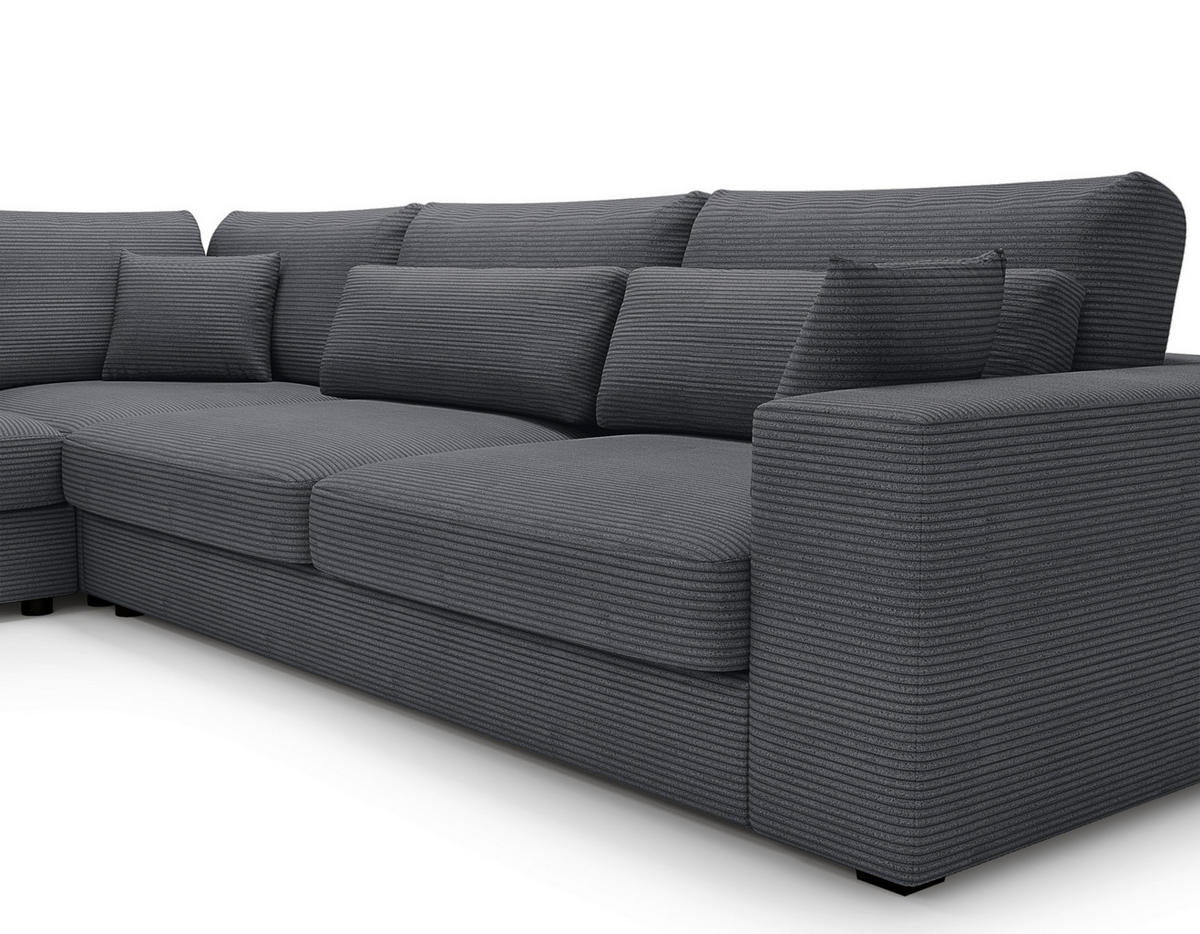 ECKSOFA Graphitfarben Cord  - Schwarz/Graphitfarben, KONVENTIONELL, Kunststoff/Textil (250/314cm) - Carryhome
