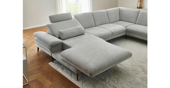 WOHNLANDSCHAFT in Chenille, Flachgewebe Silberfarben - Silberfarben/Schwarz, Design, Textil/Metall (180/344/208cm) - Dieter Knoll